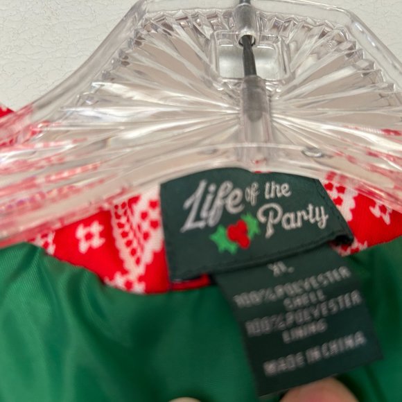 Mens LIFE OF THE PARTY Sz XL Red & White Christmas Jacket and Pants Suit FUN - Picture 9 of 13